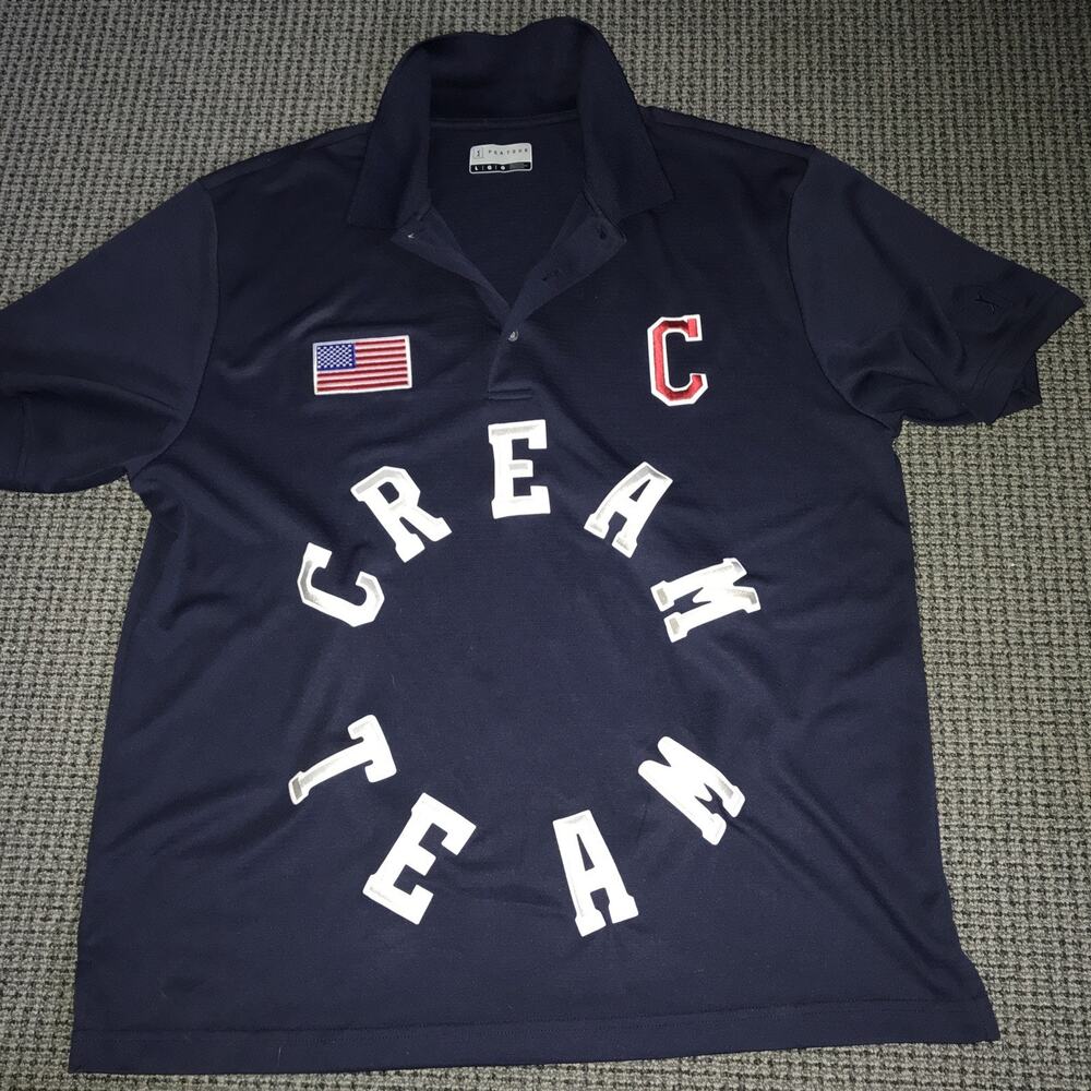 PGA Tour USA‎ Captain Cream Team Large Navy Polo Shirt